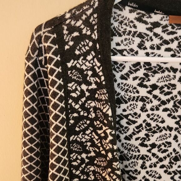 Belldini Black and White Knit Opem Cardigan Size XL - Picture 3 of 6